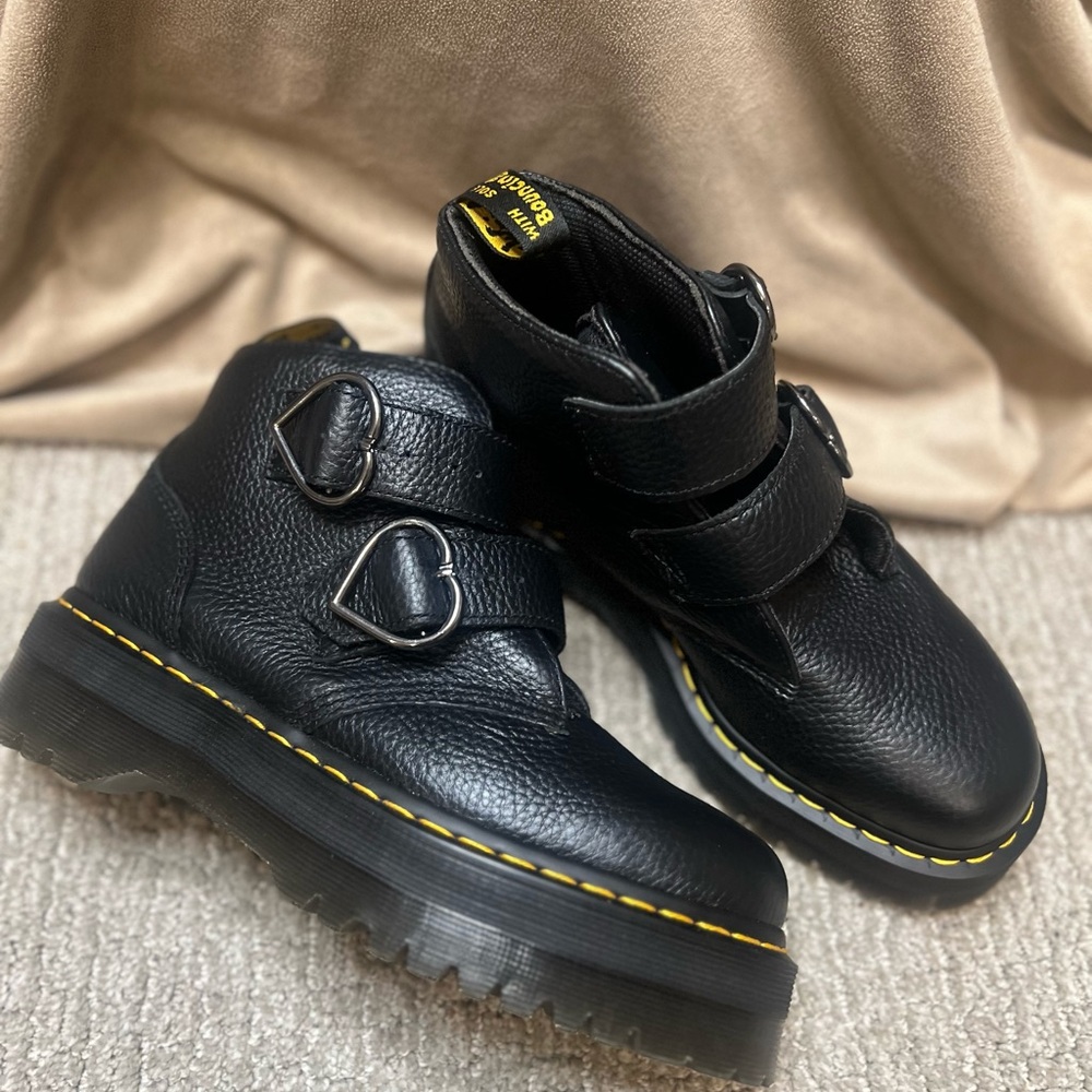 Dr.Martens Devon Heart Buckle Leather Platform Boots